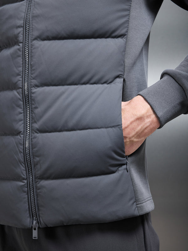 Hybrid Technical Puffer Jacket in Grey