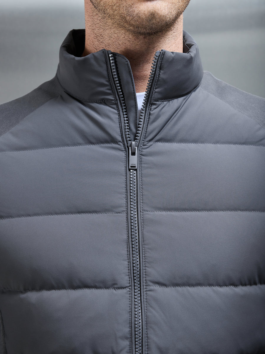 Hybrid Technical Puffer Jacket in Grey