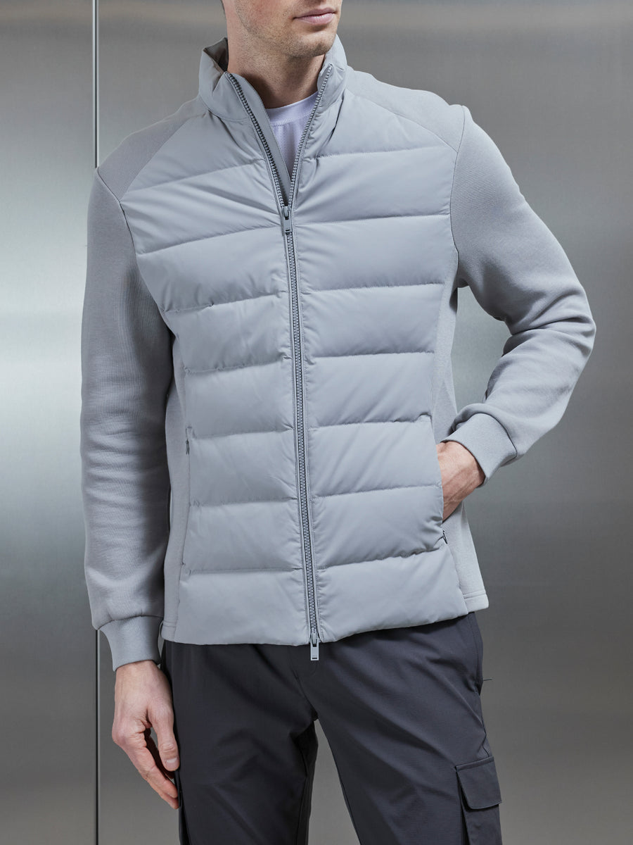 Hybrid Technical Puffer Jacket in Mid Grey ARNE
