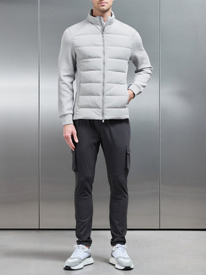 Hybrid Technical Puffer Jacket in Mid Grey