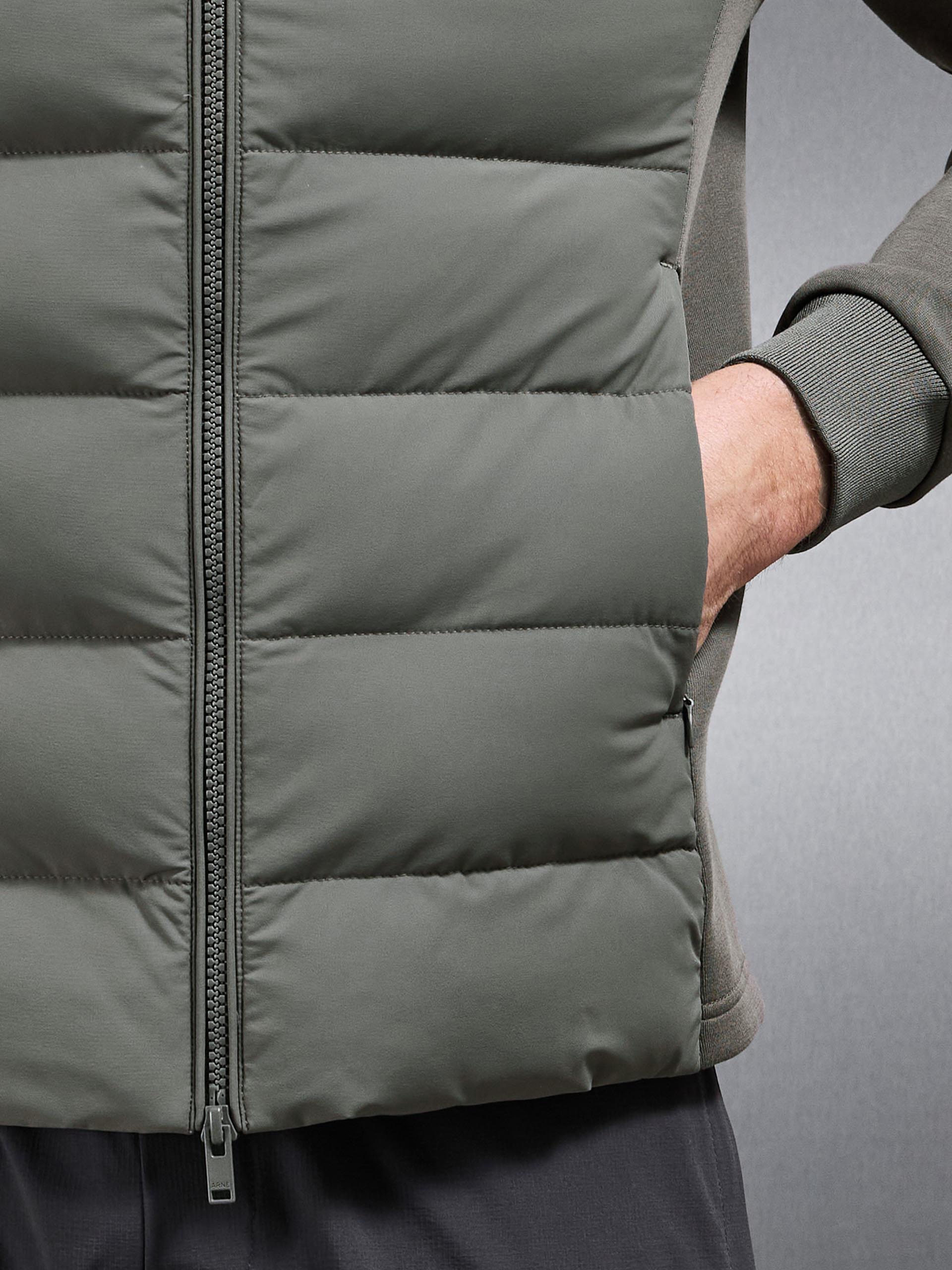 Hybrid Technical Puffer Jacket in Olive