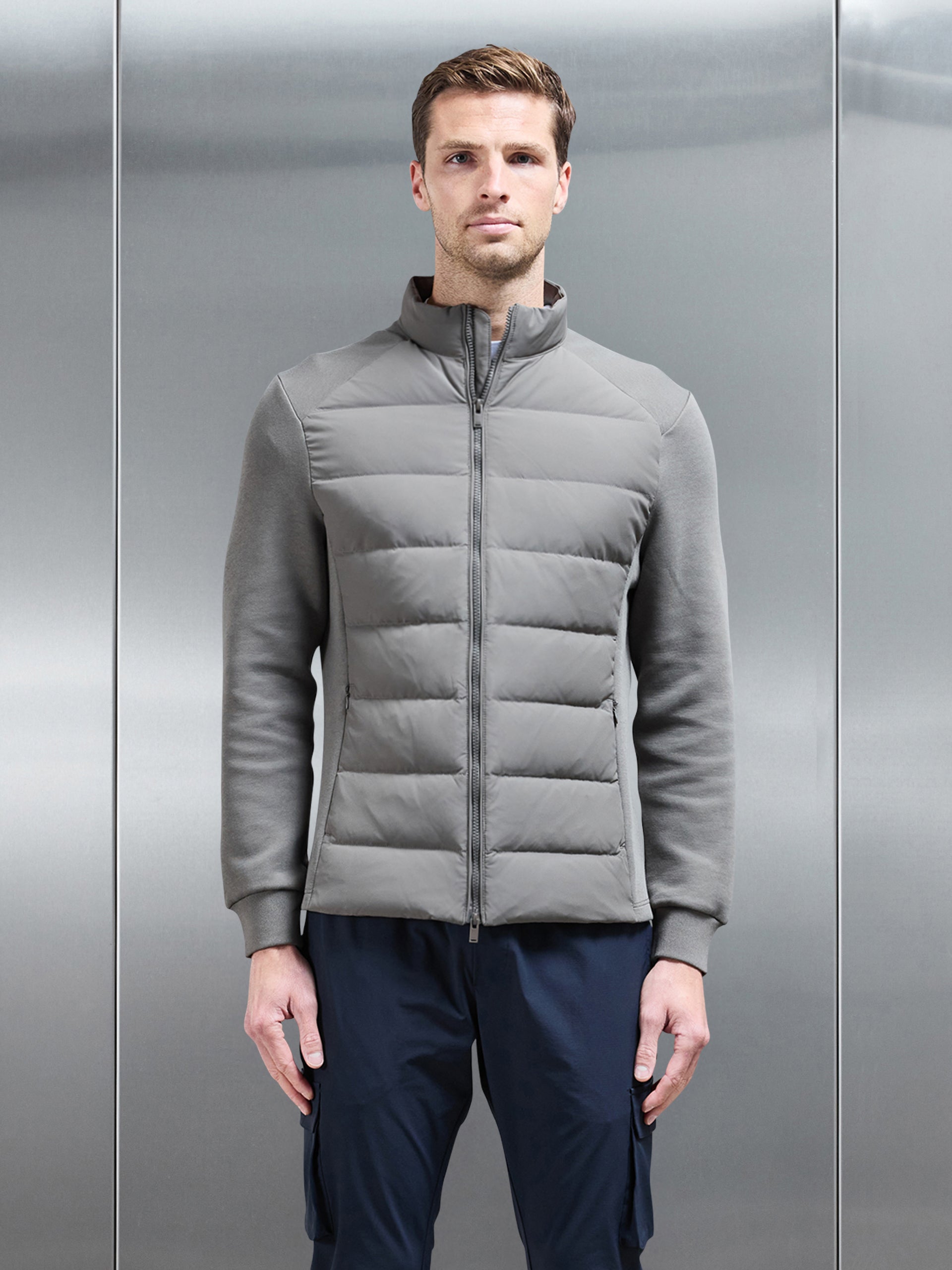 Hybrid Technical Puffer Jacket in Olive