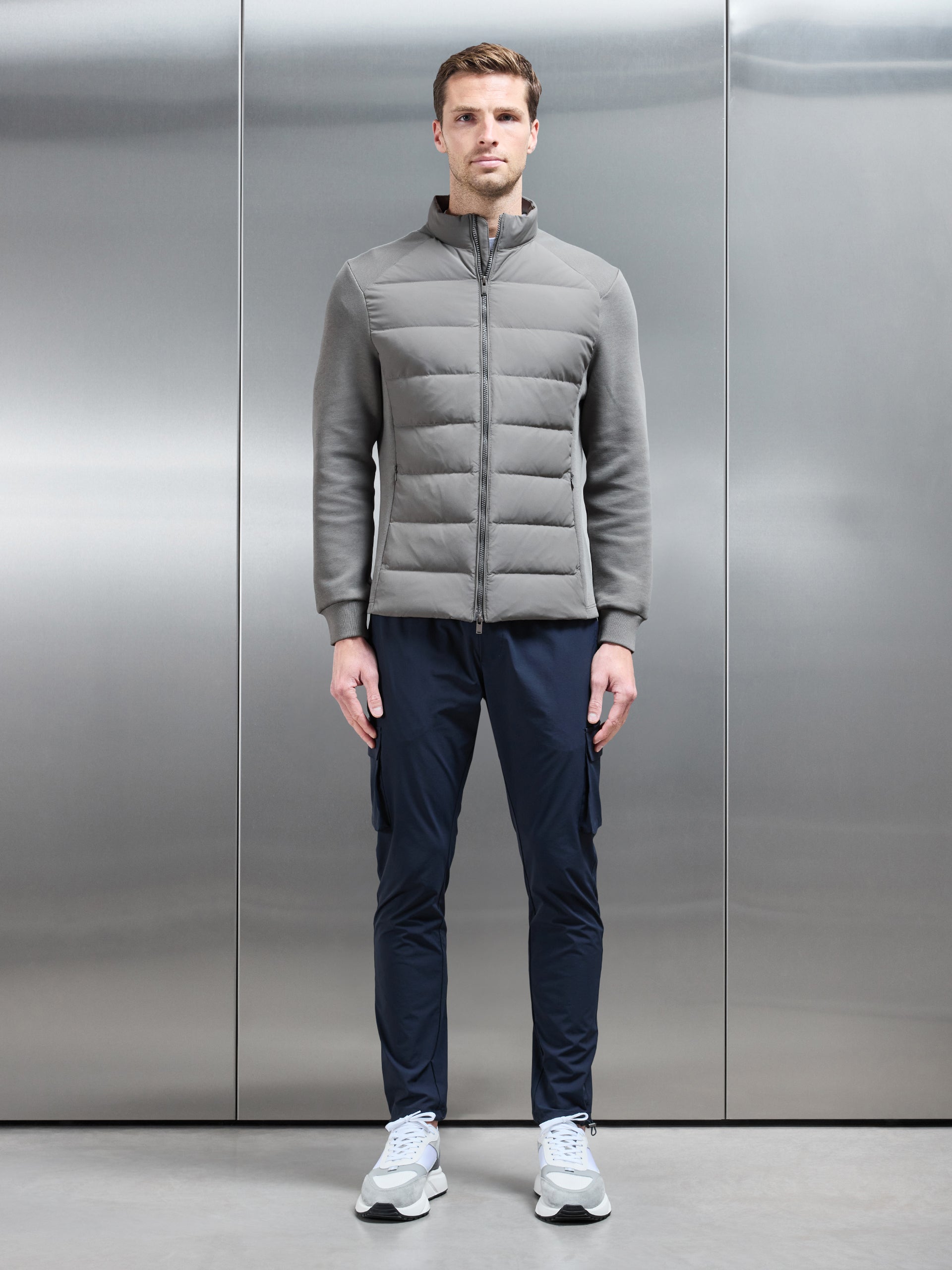 Hybrid Technical Puffer Jacket in Olive
