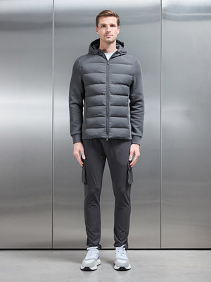 Hybrid Technical Puffer Windbreaker in Grey