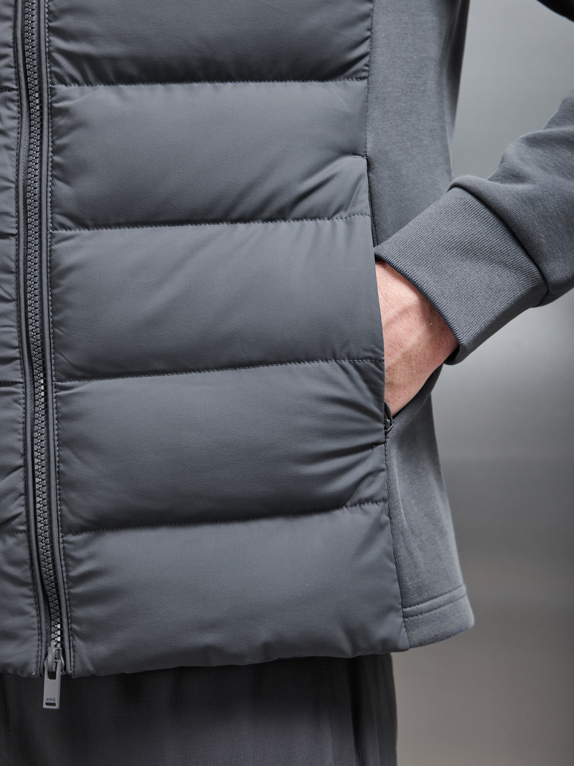 Hybrid Technical Puffer Windbreaker in Grey