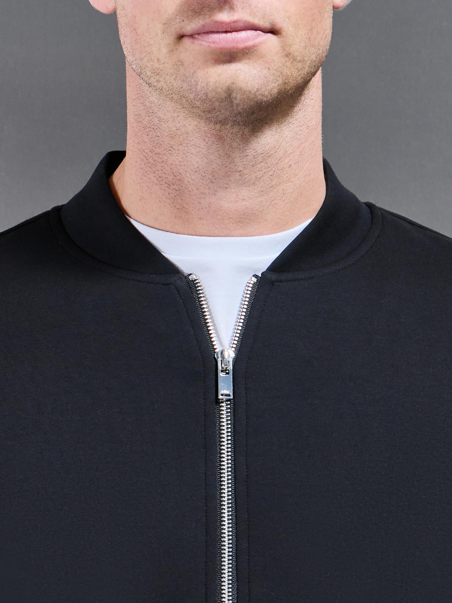 Interlock Jersey Bomber Jacket in Black