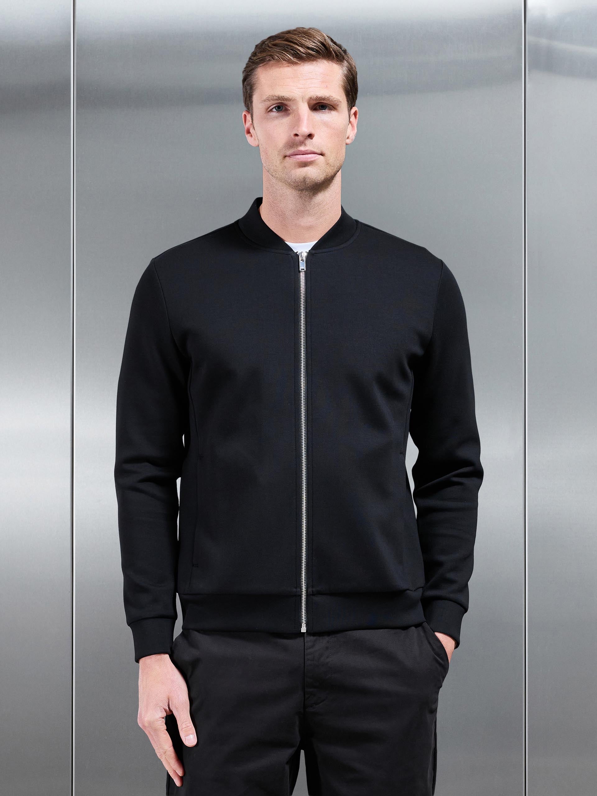 Interlock Jersey Bomber Jacket in Black