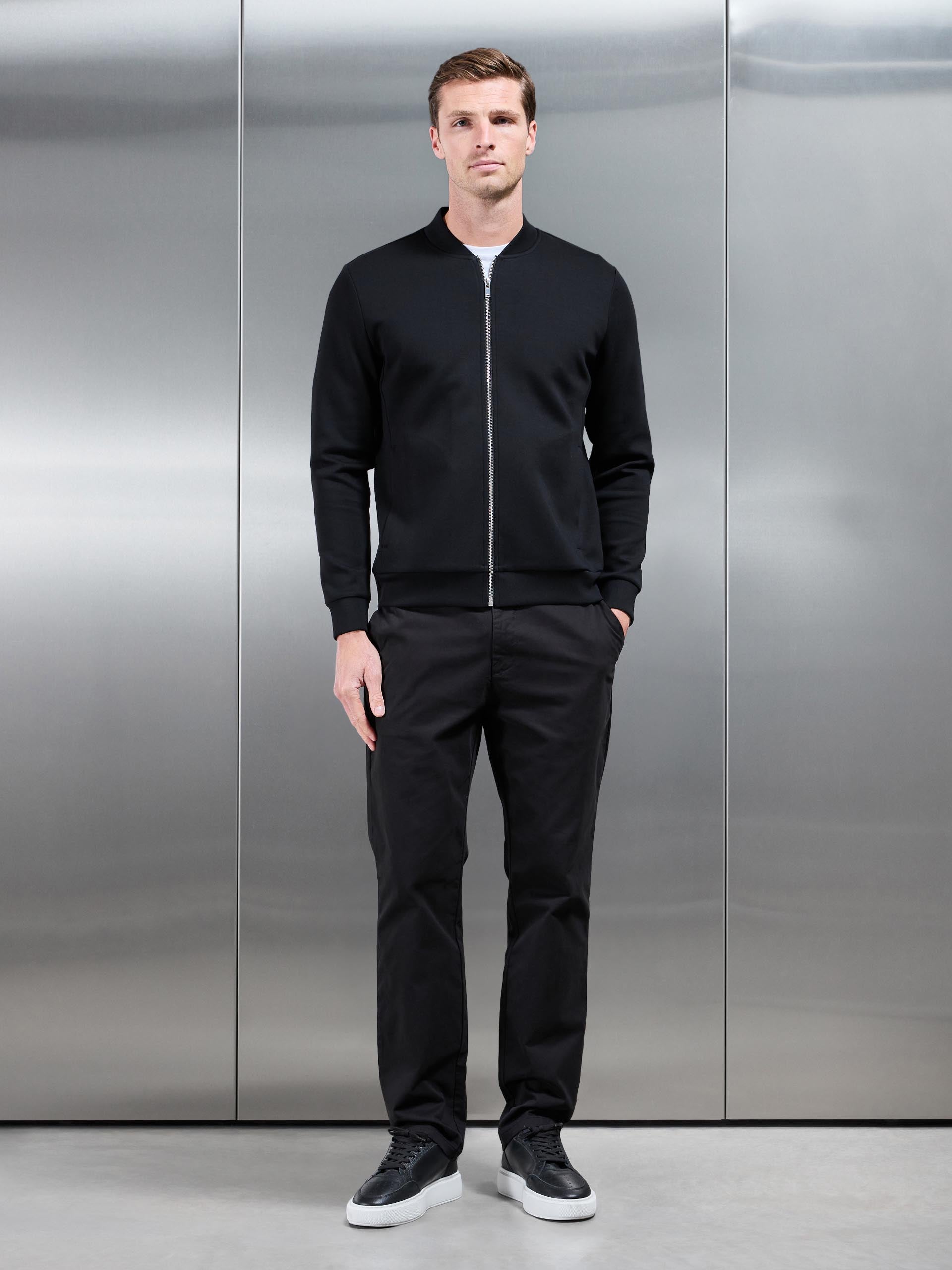 Interlock Jersey Bomber Jacket in Black