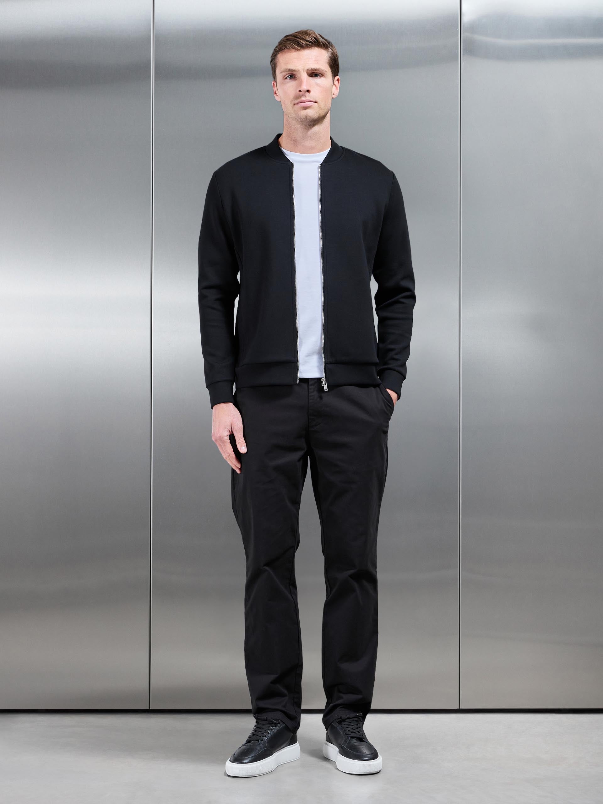 Interlock Jersey Bomber Jacket in Black
