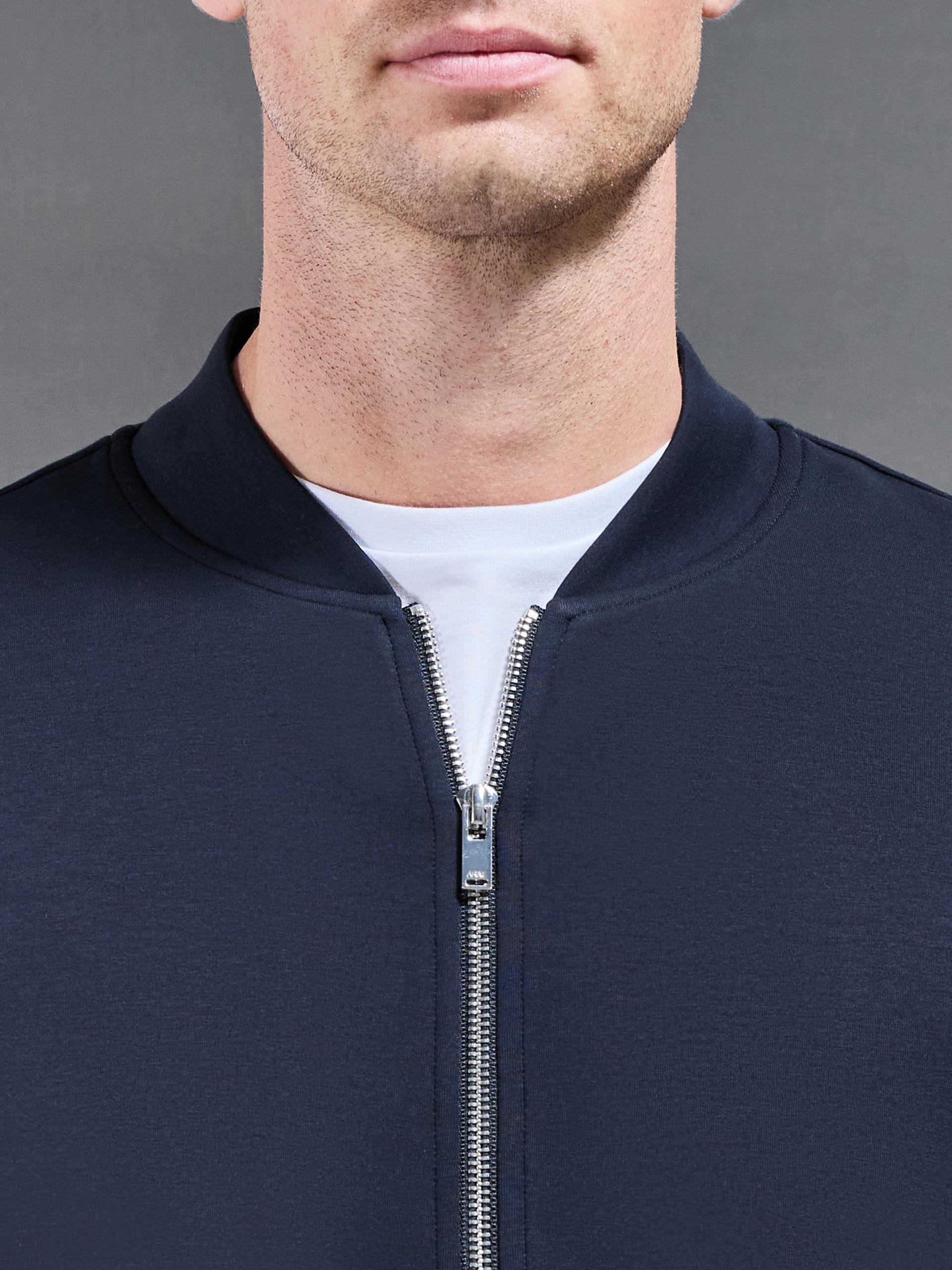 Interlock Jersey Bomber Jacket in Navy