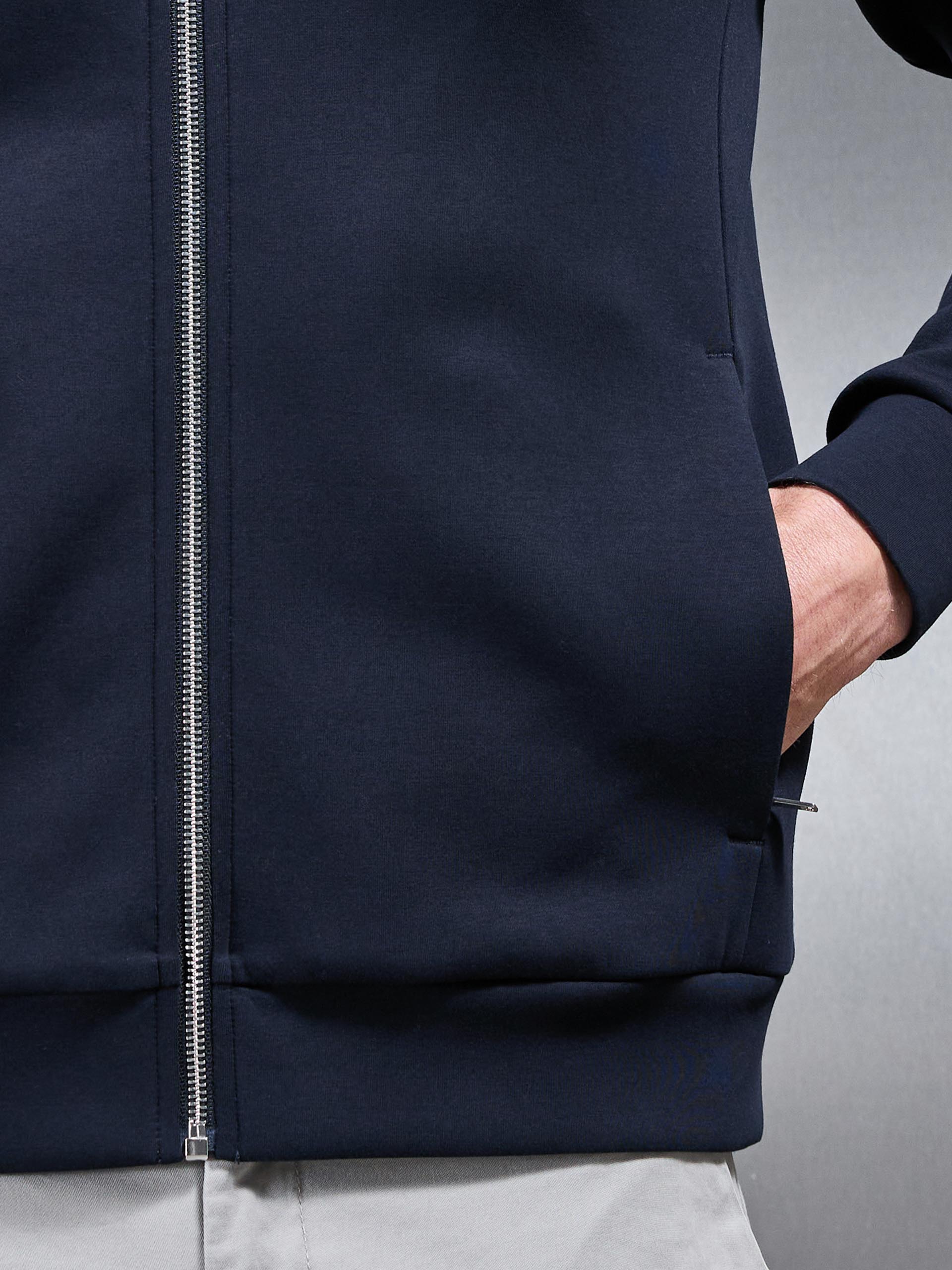 Interlock Jersey Bomber Jacket in Navy