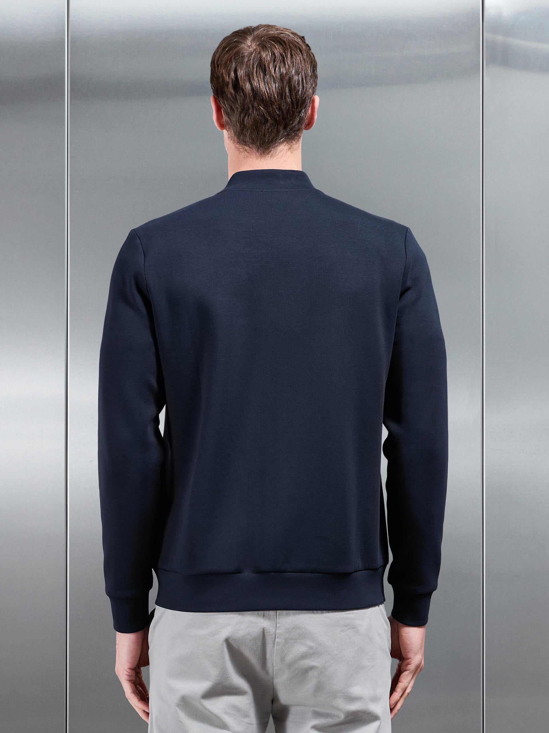 Interlock Jersey Bomber Jacket in Navy