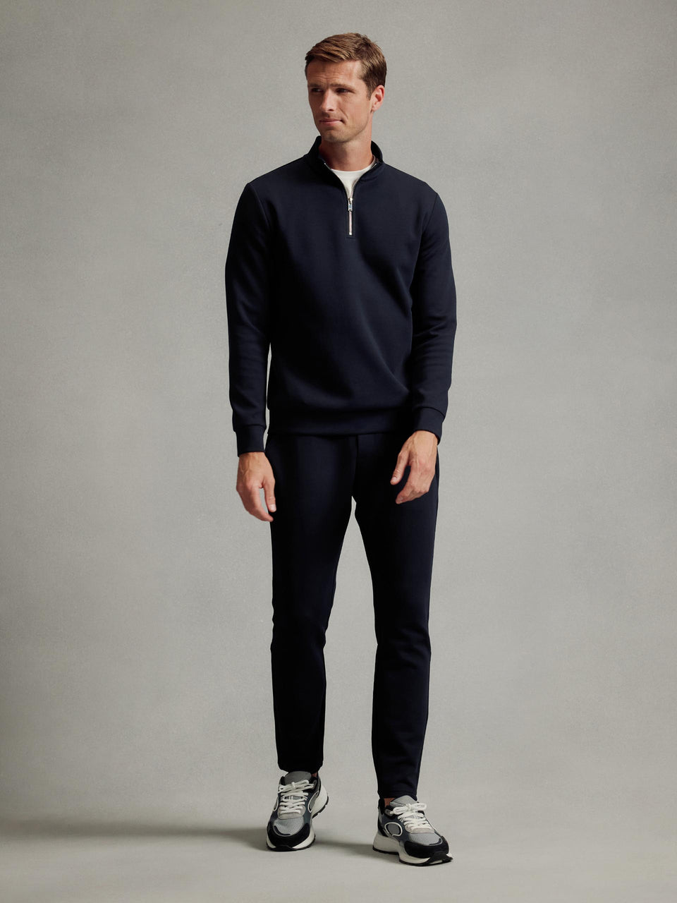 Interlock Jersey Half Zip in Navy