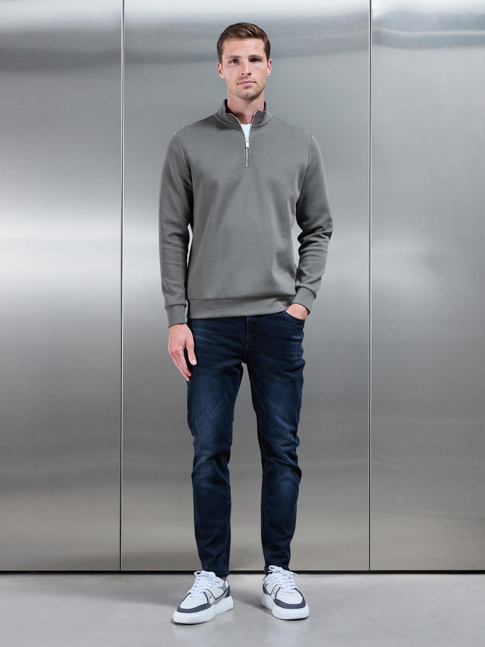 Interlock Jersey Half Zip in Sage