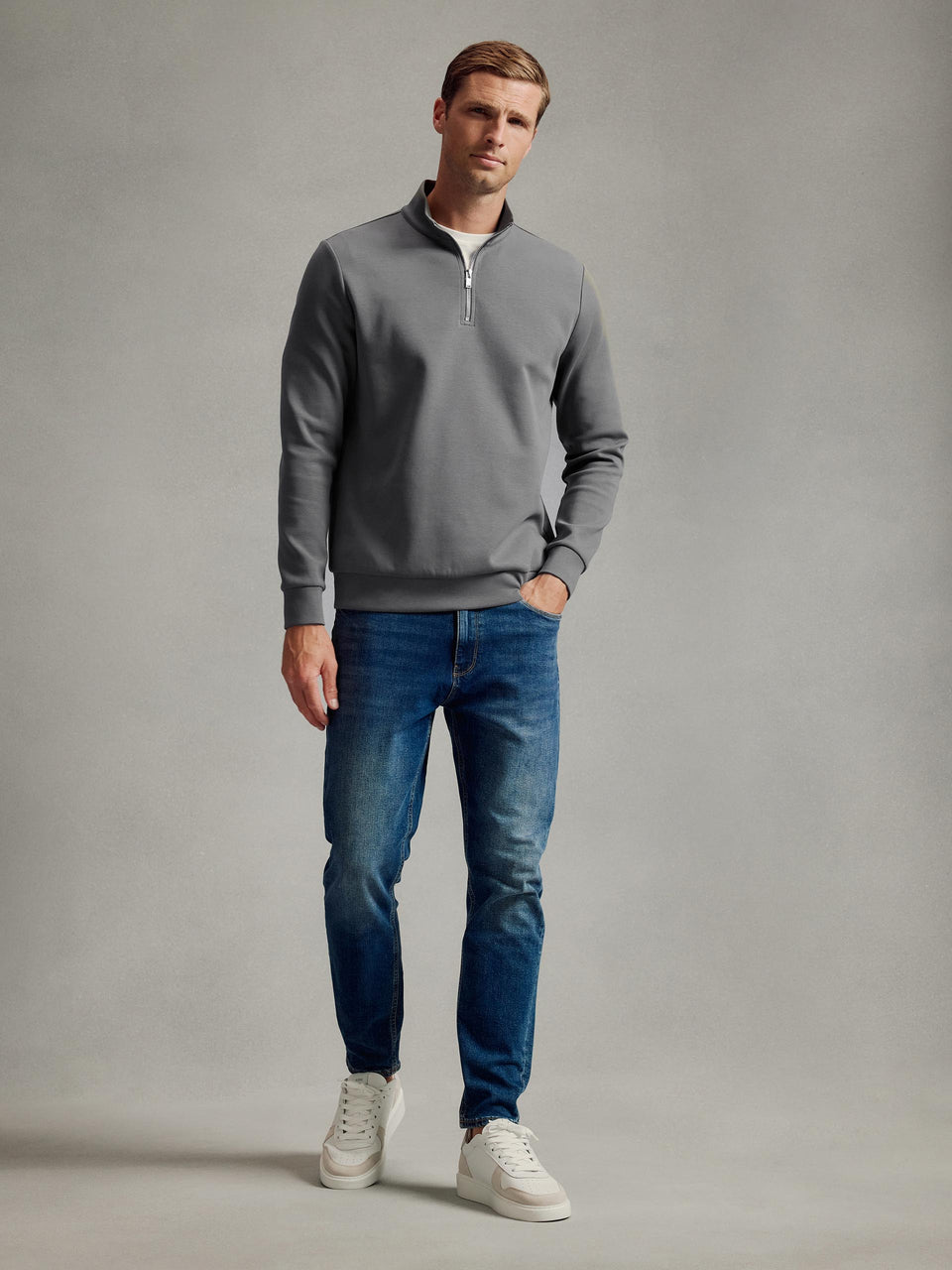 Interlock Jersey Half Zip in Sage