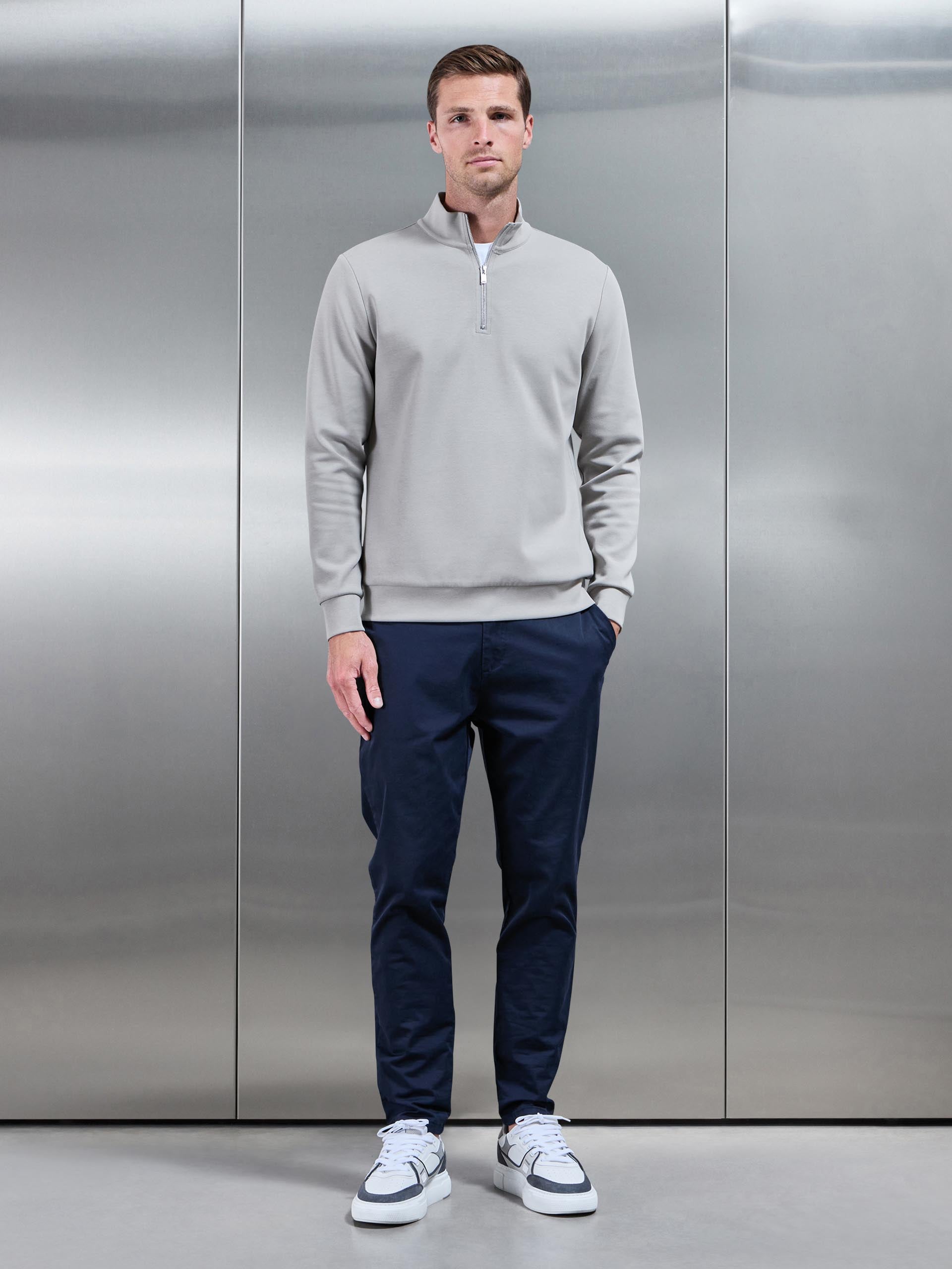 Interlock Jersey Half Zip in Stone