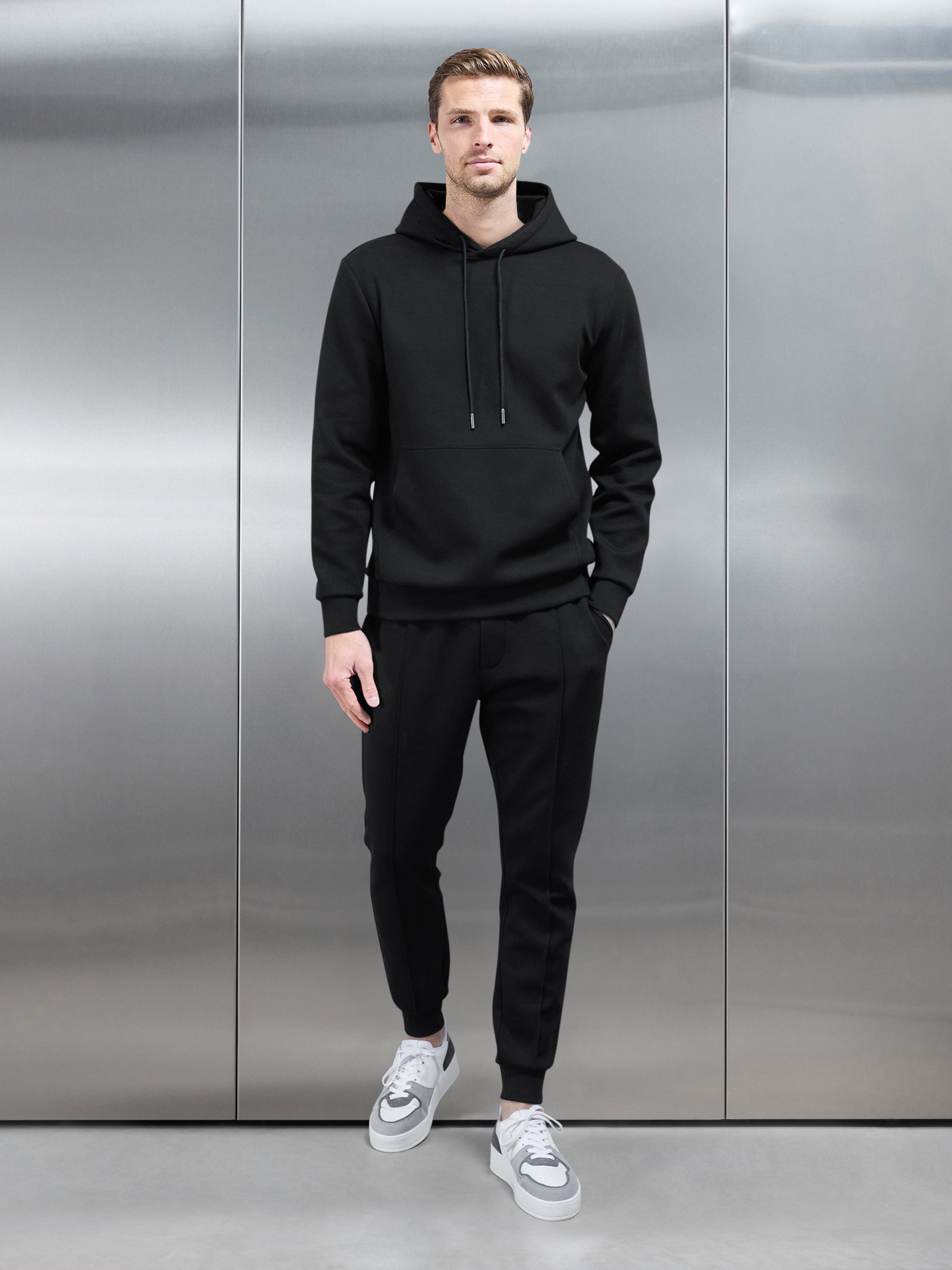 Interlock Jersey Hoodie in Black