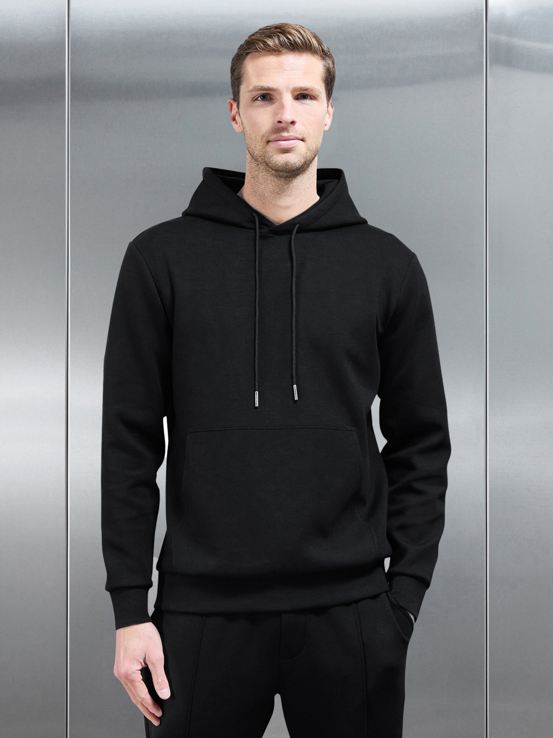 Interlock Jersey Hoodie in Black