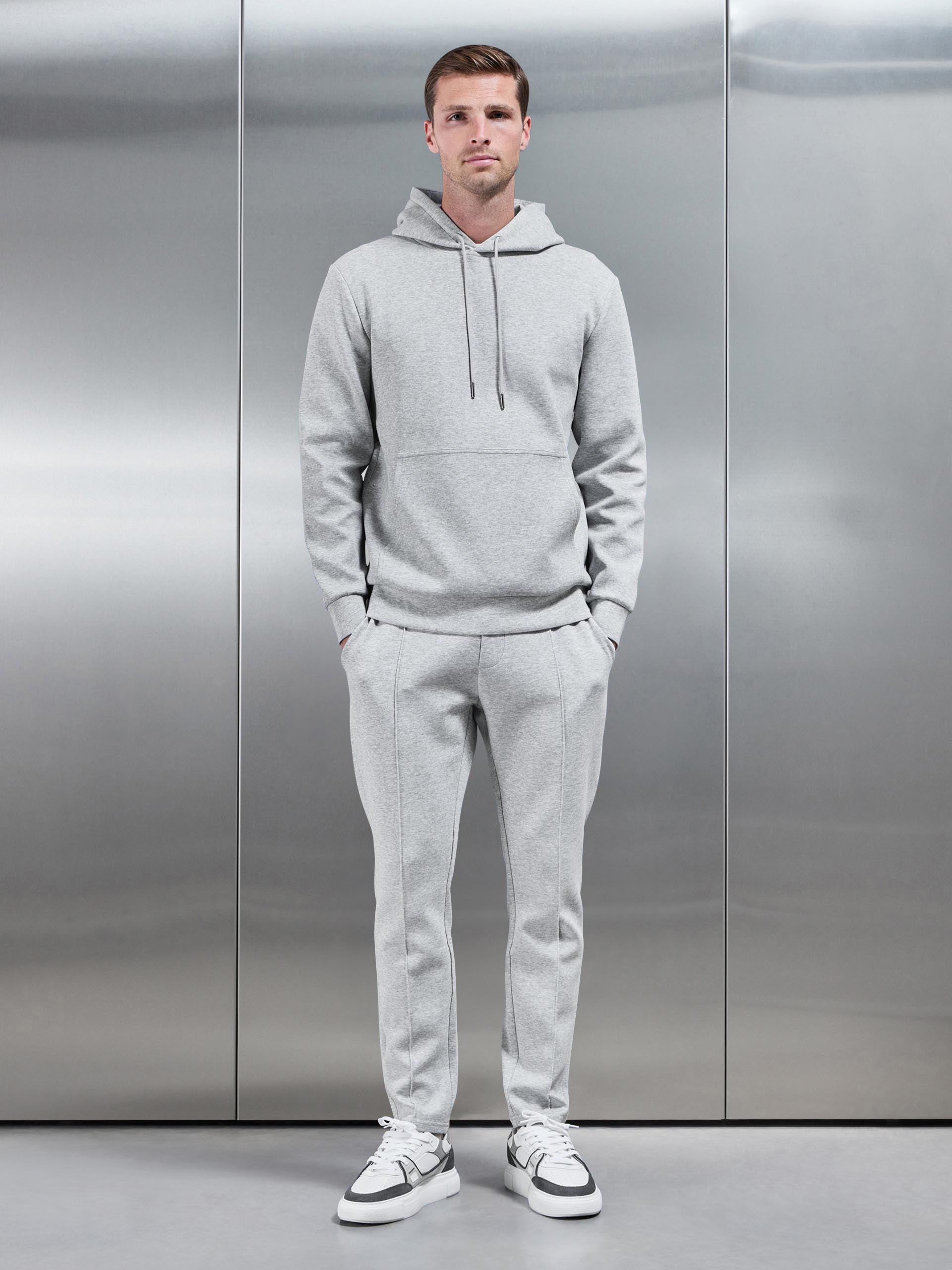 Interlock Jersey Hoodie in Marl Grey