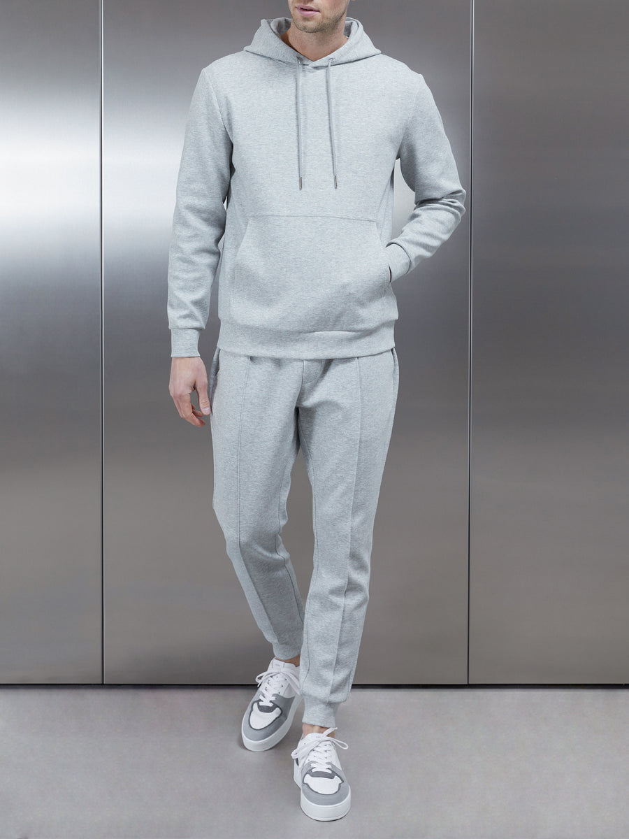 Interlock Jersey Hoodie in Marl Grey