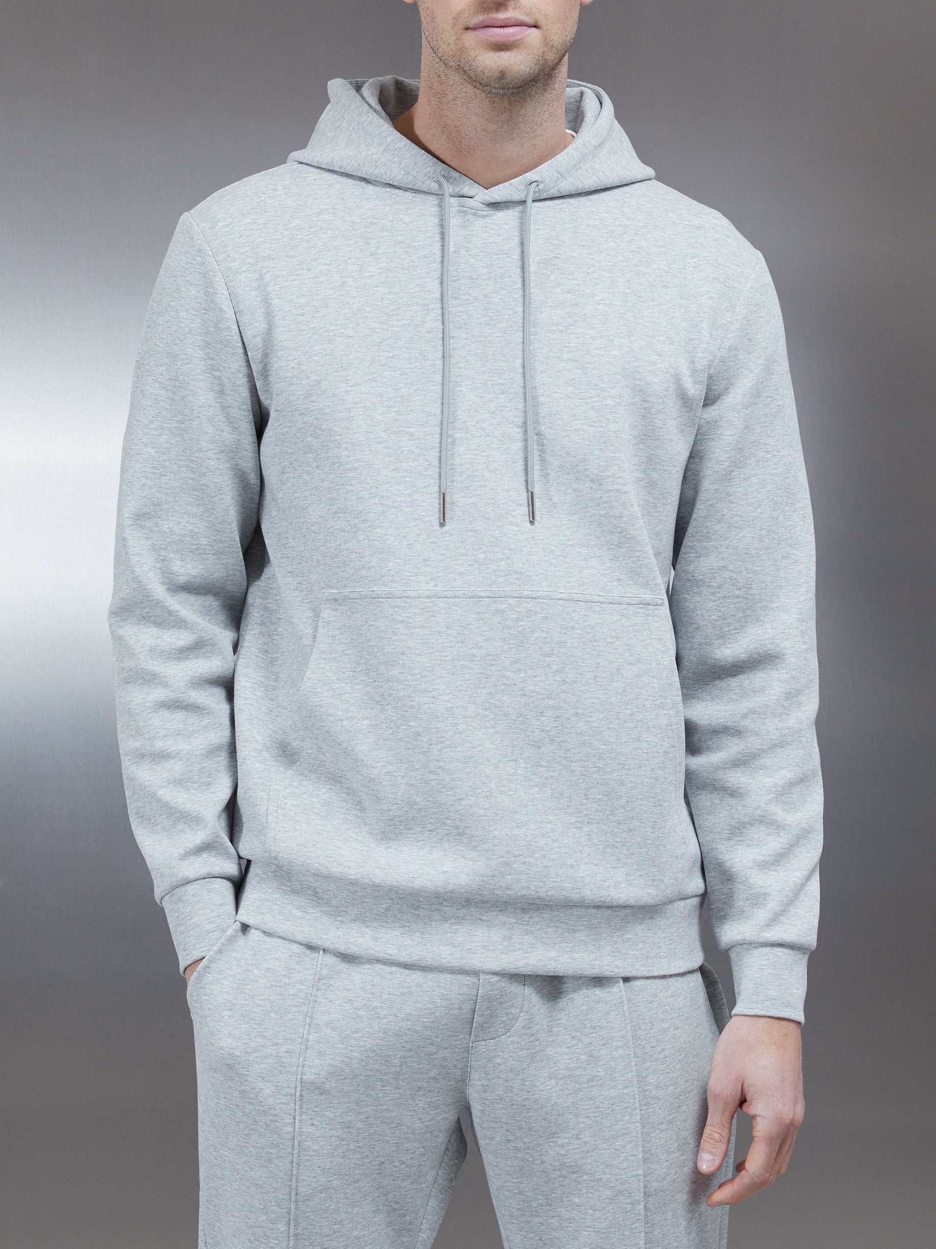 Interlock Jersey Hoodie in Marl Grey