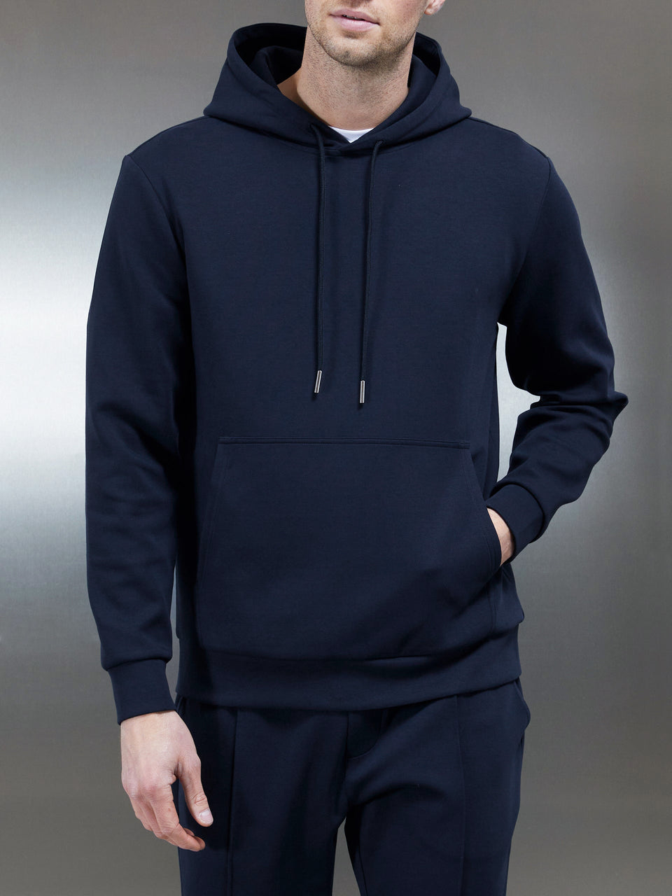 Interlock Jersey Hoodie in Navy