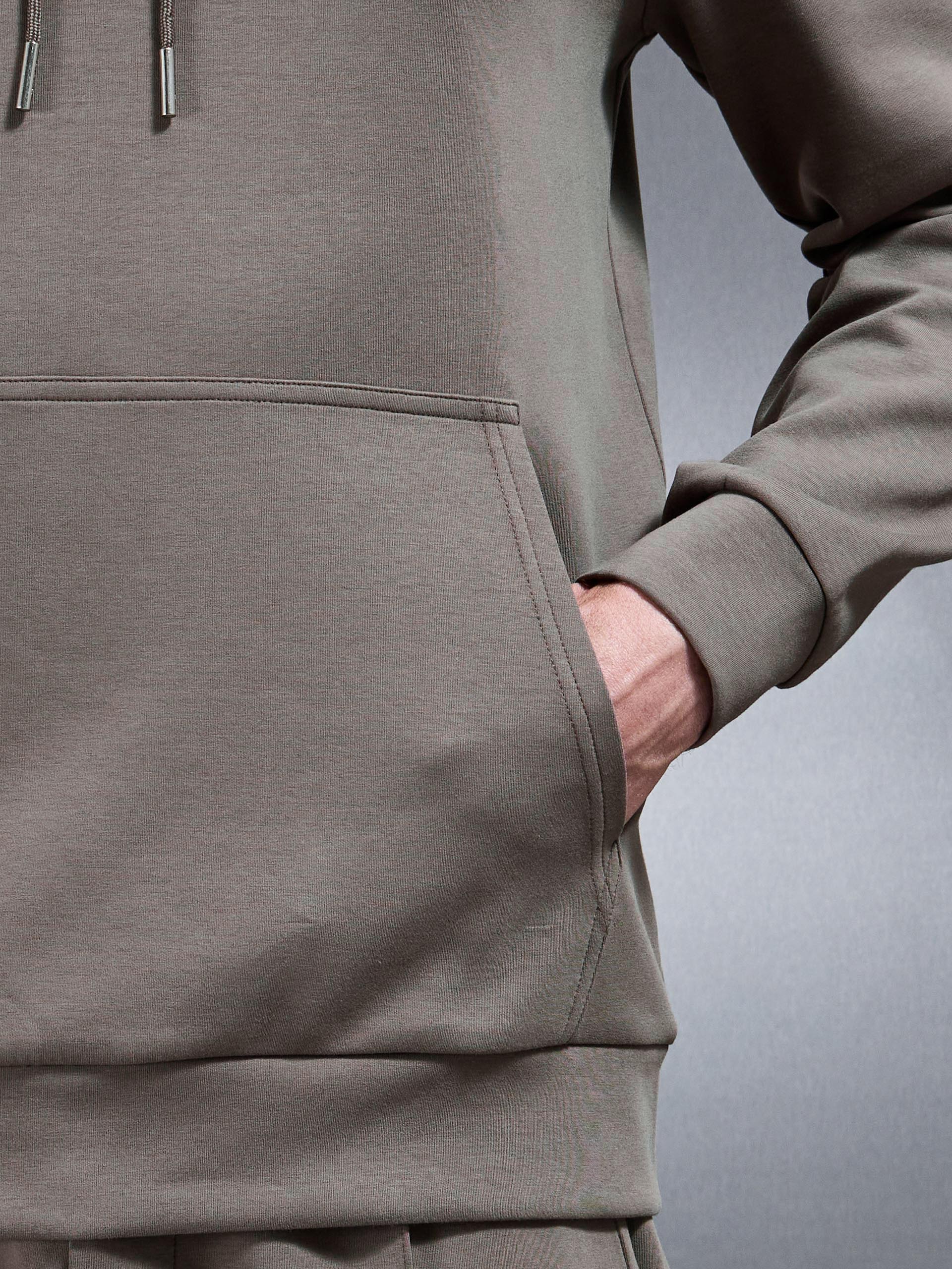 Interlock Jersey Hoodie in Taupe