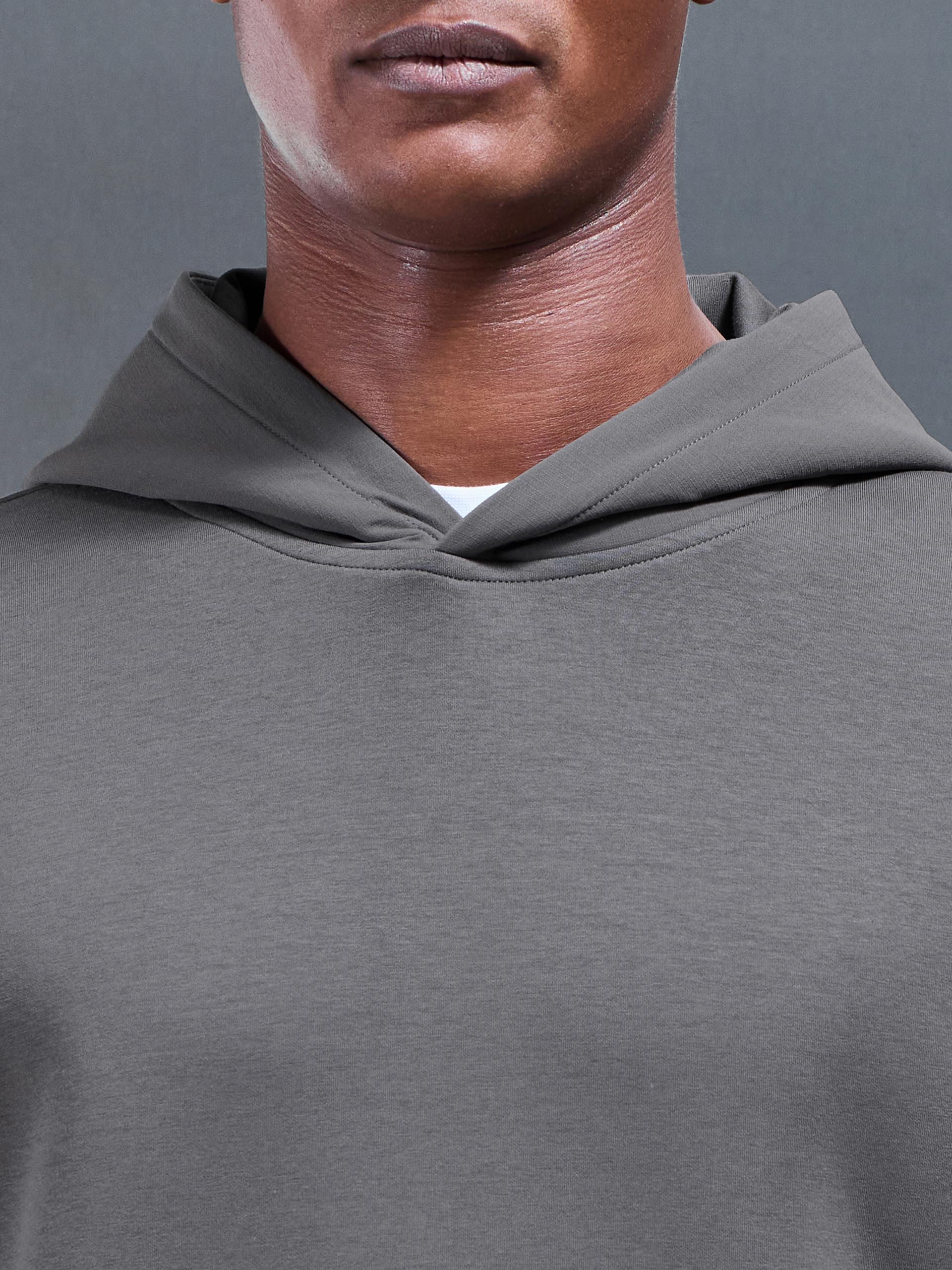Interlock Jersey Hybrid Relaxed Hoodie in Charcoal