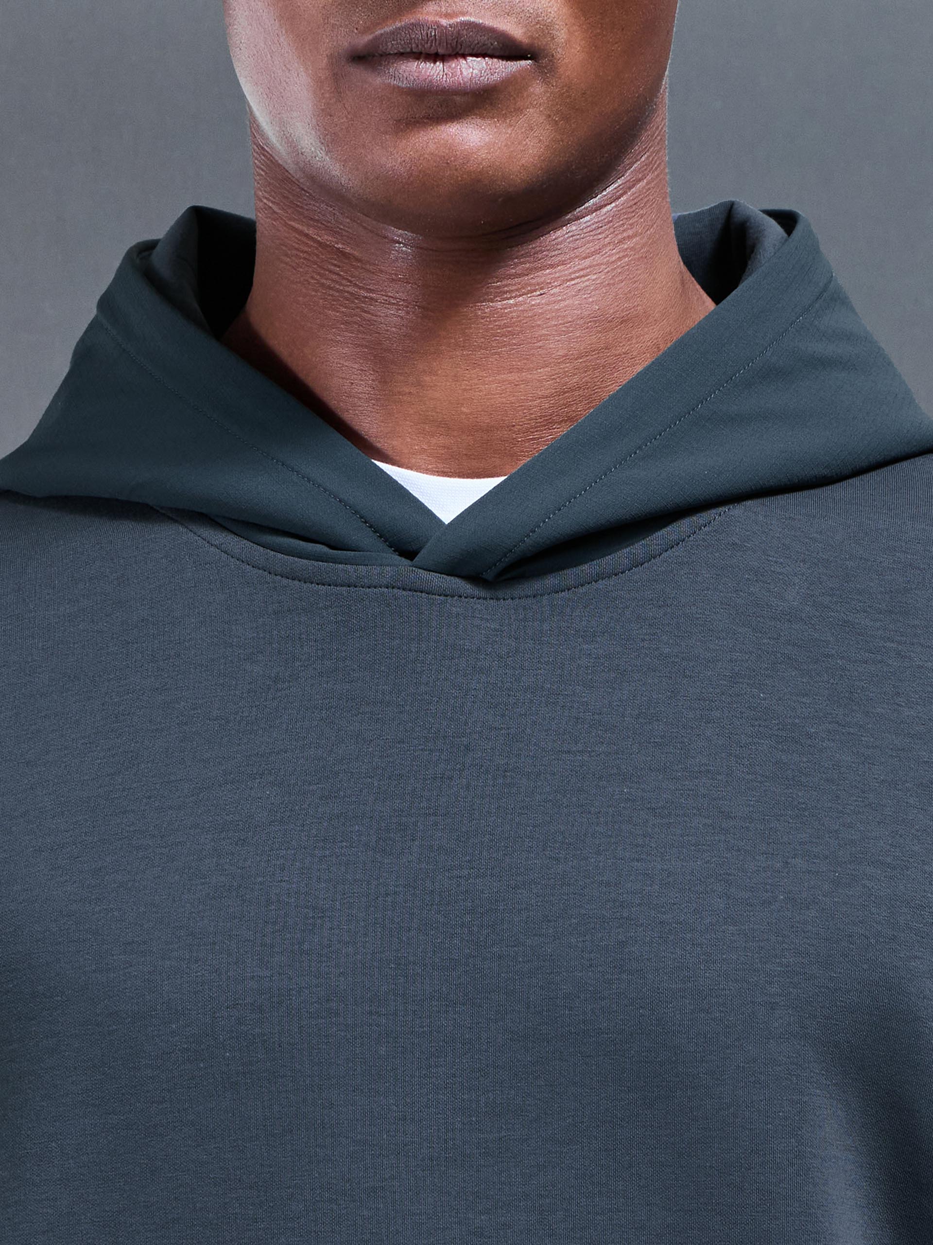 Interlock Jersey Hybrid Relaxed Hoodie in Slate Blue