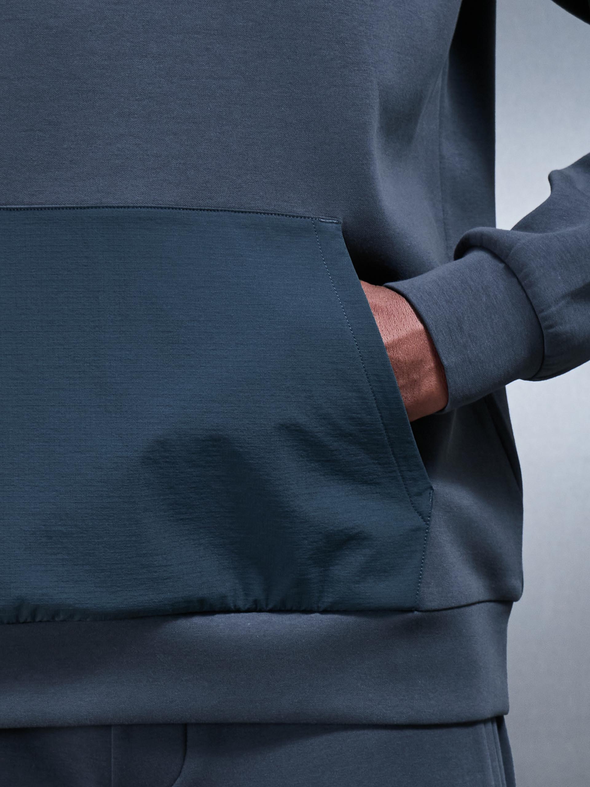 Interlock Jersey Hybrid Relaxed Hoodie in Slate Blue