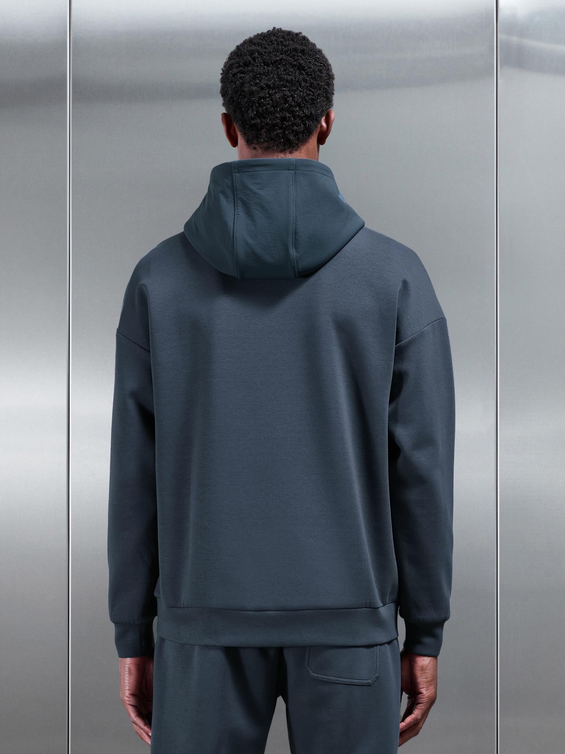 Interlock Jersey Hybrid Relaxed Hoodie in Slate Blue