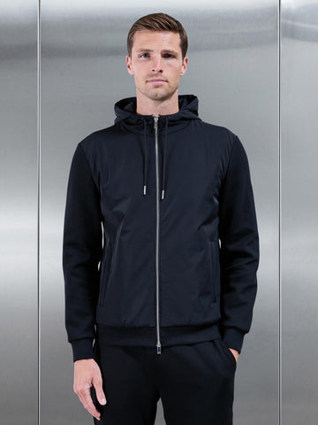 Interlock Jersey Hybrid Windbreaker in Black