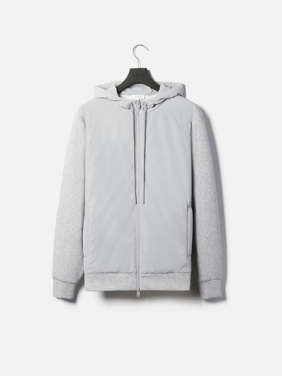 Interlock Jersey Hybrid Windbreaker in Marl Grey