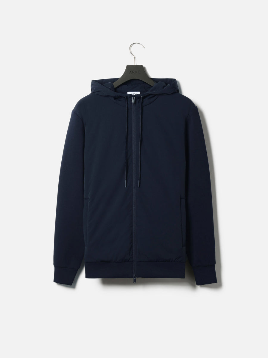 Interlock Jersey Hybrid Windbreaker in Navy