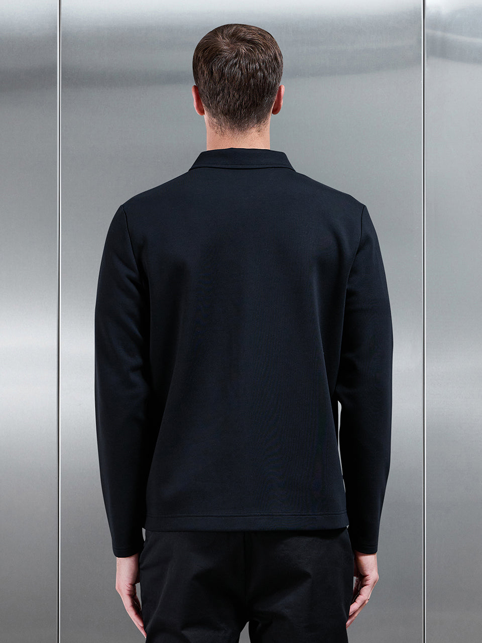 Interlock Jersey Pocket Zip Through Overshirt in Black