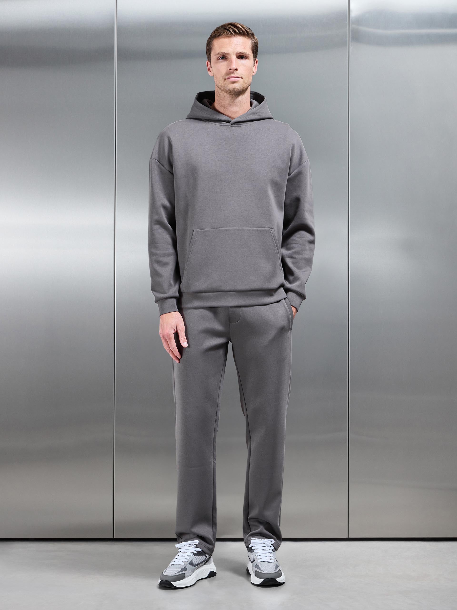 Interlock Jersey Relaxed Fit Hoodie in Charcoal | ARNE UK