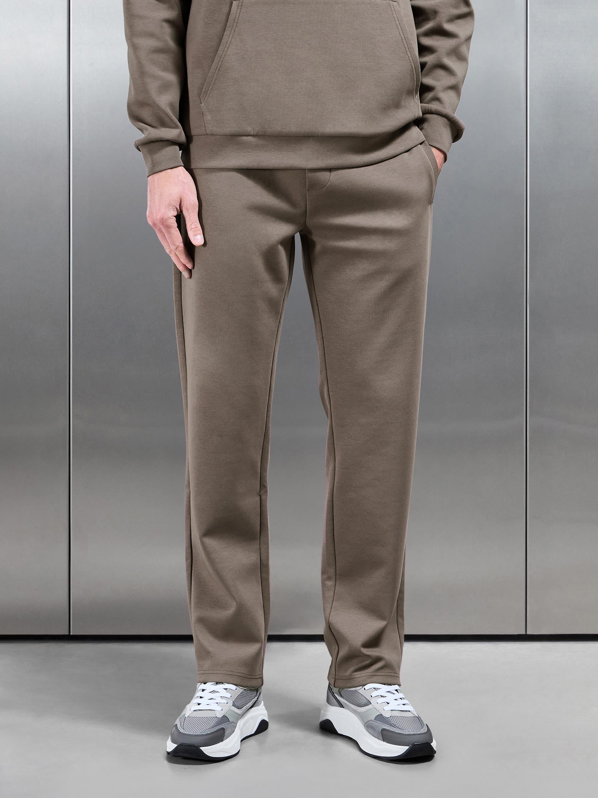 Interlock Jersey Straight Leg Jogger in Taupe
