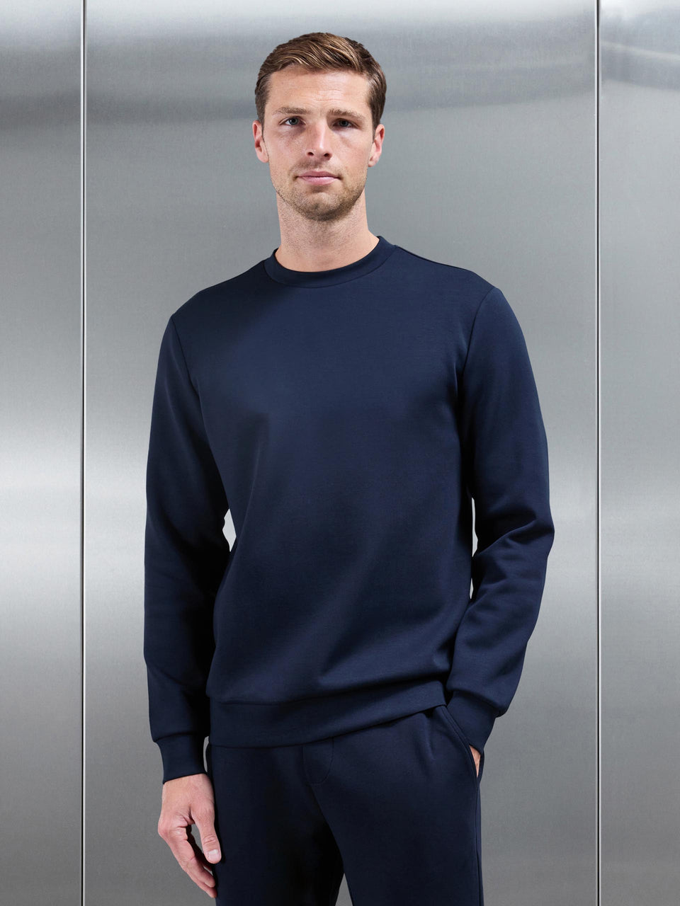 Interlock Jersey Sweatshirt in Navy