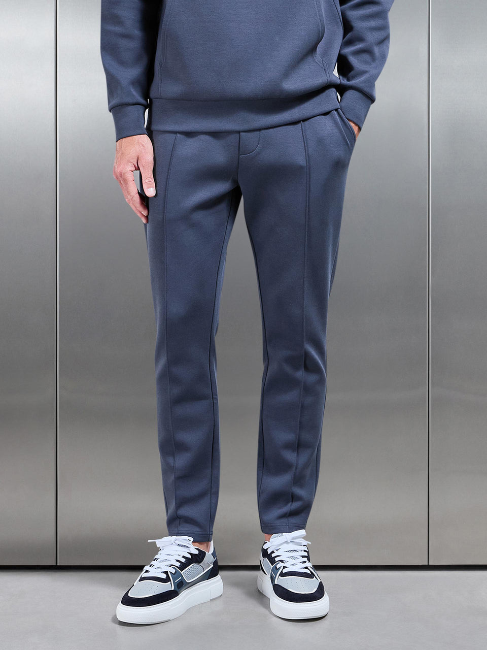 Interlock Jersey Tapered Jogger in Slate Blue