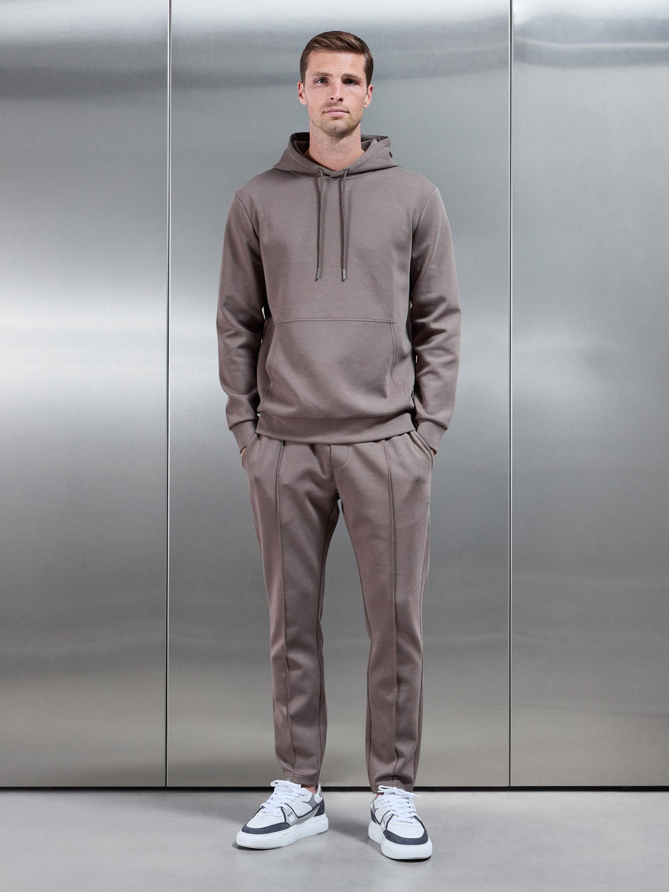 Interlock Jersey Tapered Jogger in Taupe