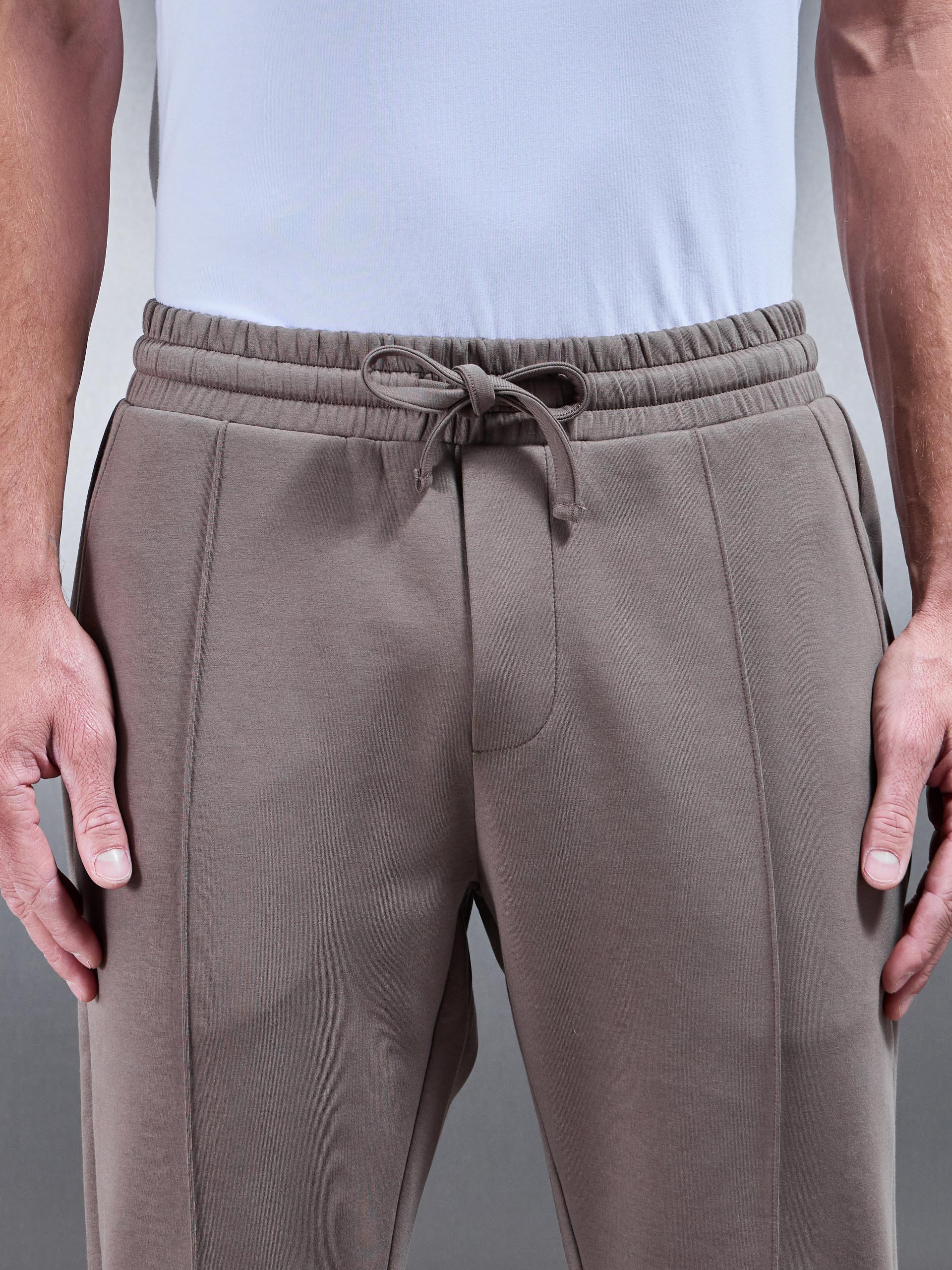 Interlock Jersey Tapered Jogger in Taupe
