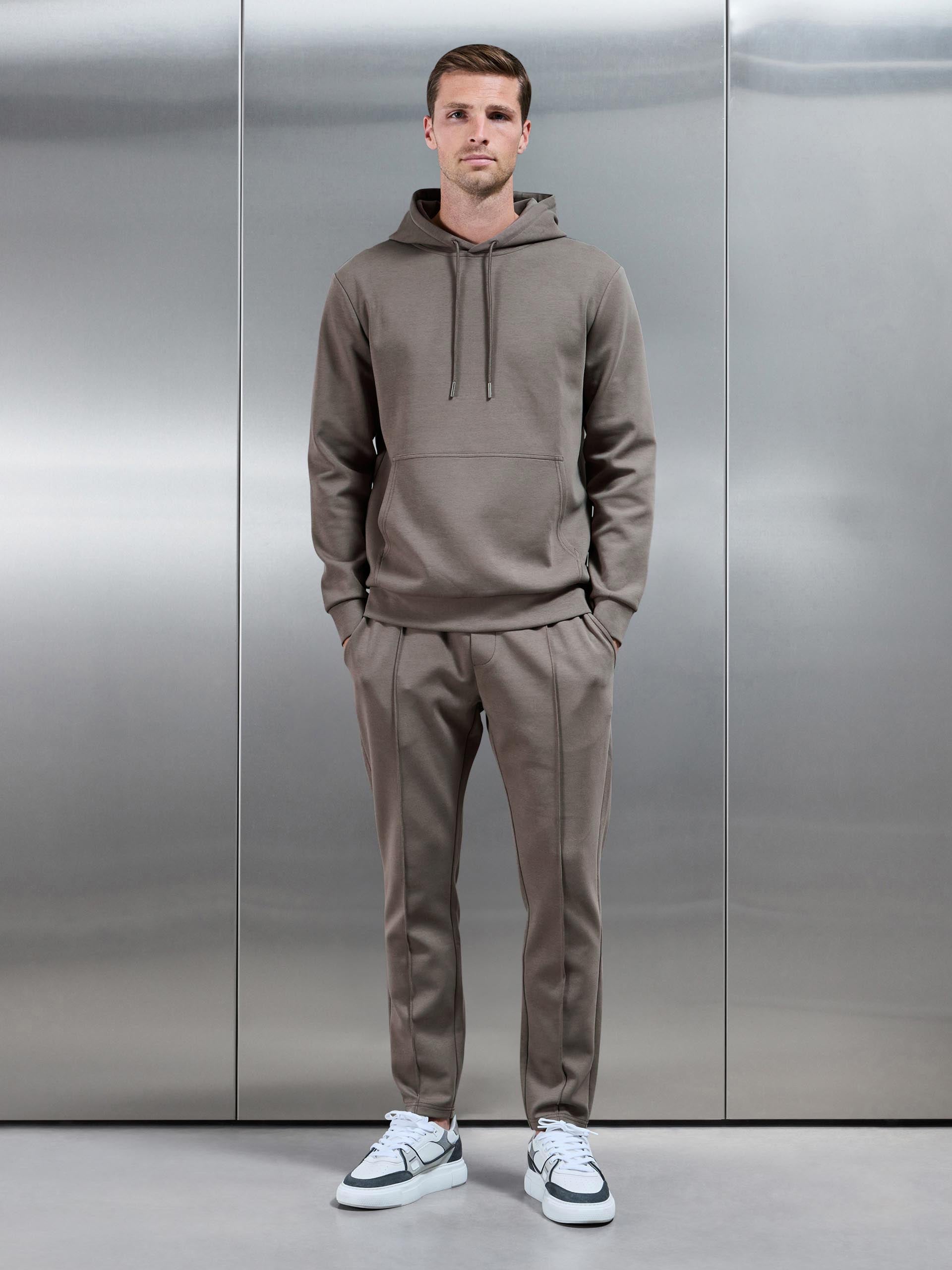 Interlock Jersey Tapered Jogger in Taupe