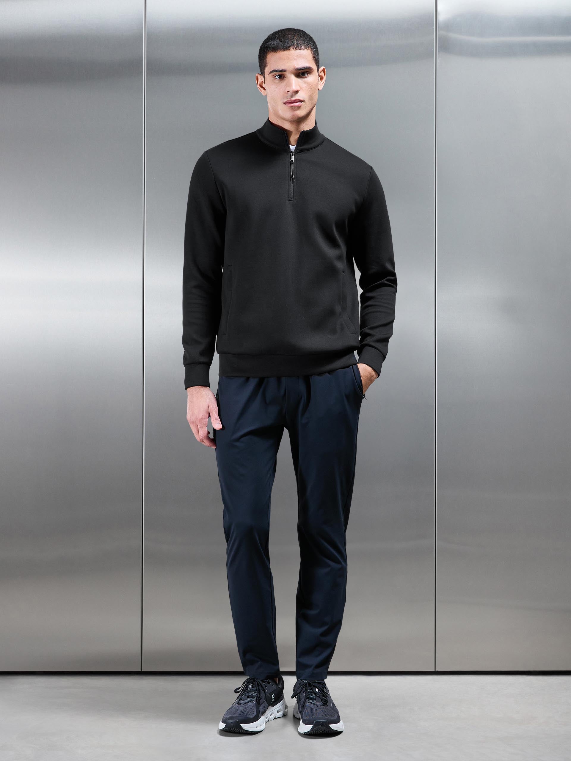 Interlock Jersey Technical Half Zip in Black