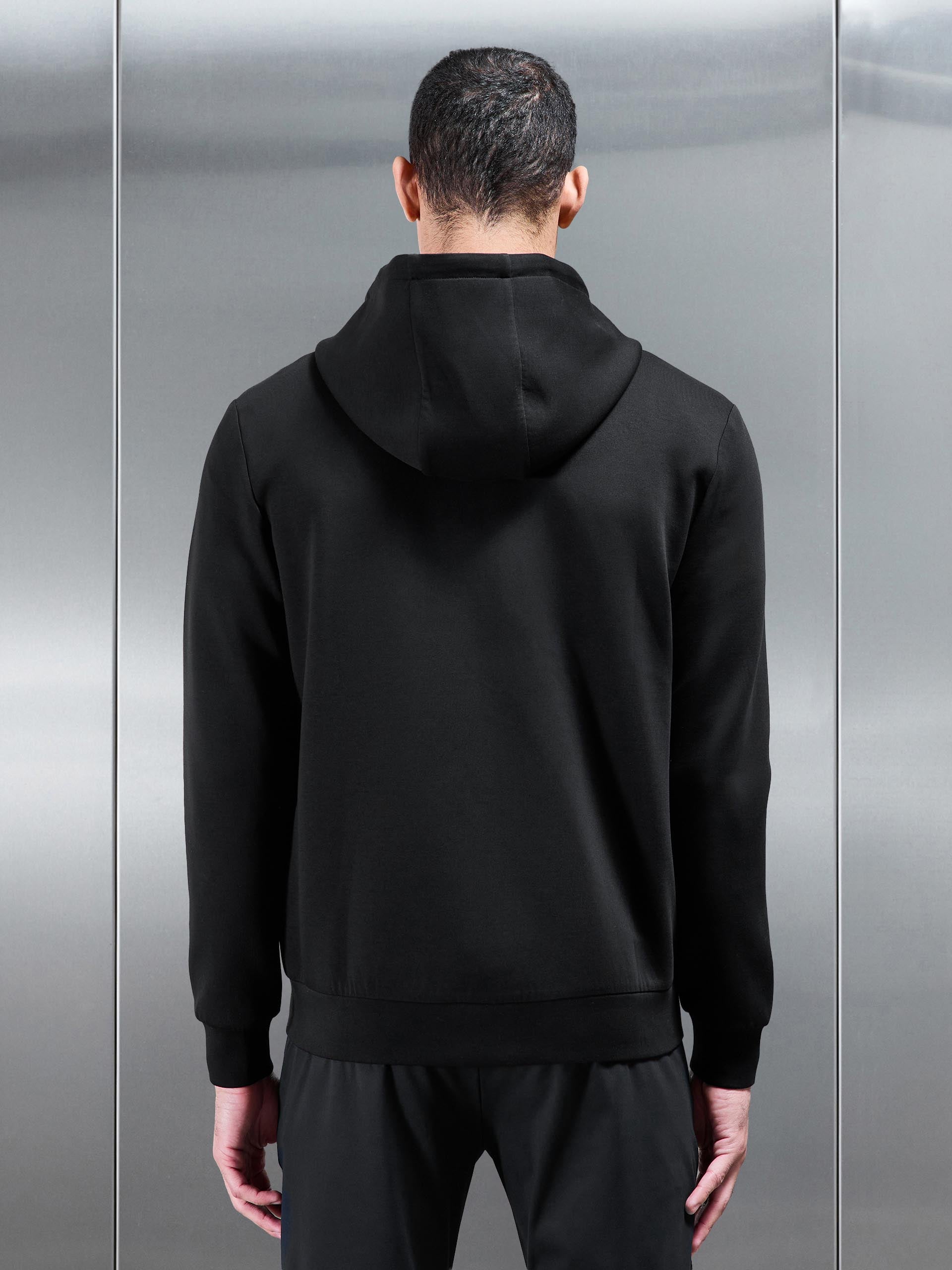 Interlock Jersey Technical Zip Hoodie in Black