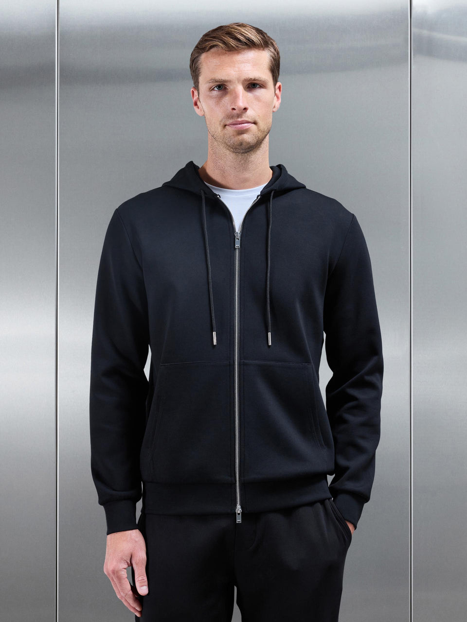 Interlock Jersey Zip Hoodie in Black