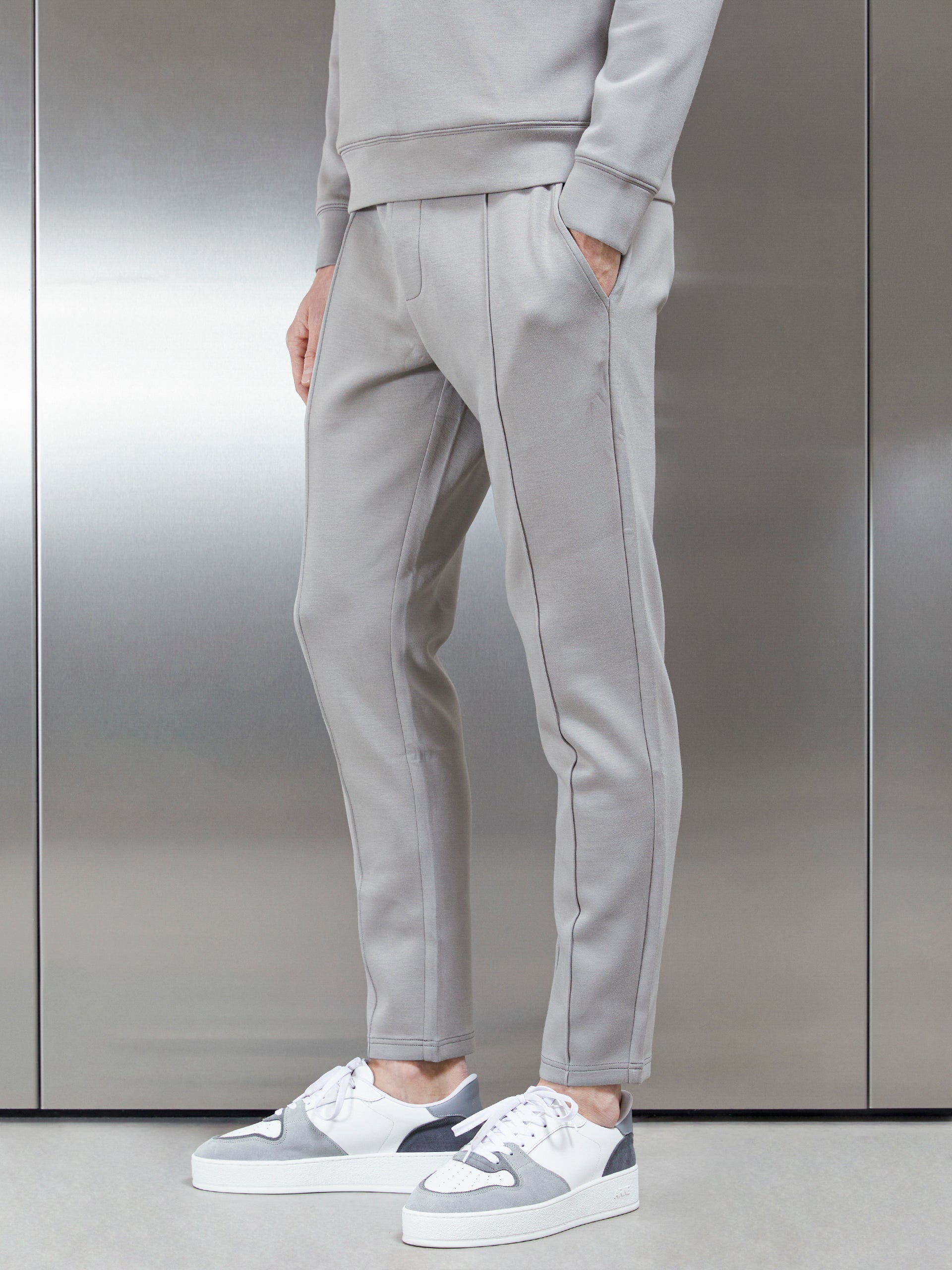 Interlock Neoprene Tapered Jogger in Stone