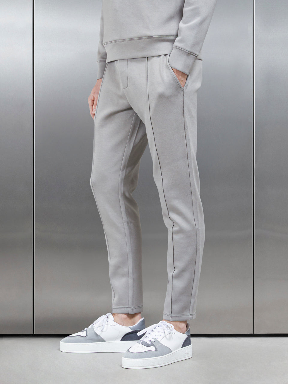Interlock Neoprene Tapered Jogger in Stone