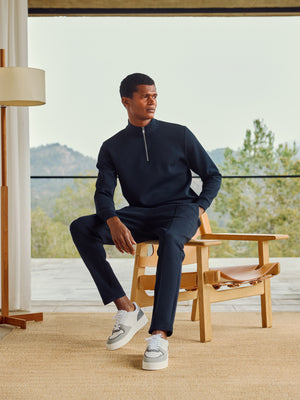Interlock Jersey Tapered Jogger in Navy