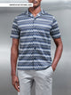 Interlock Textured Zig Zag Revere Collar Shirt in Navy