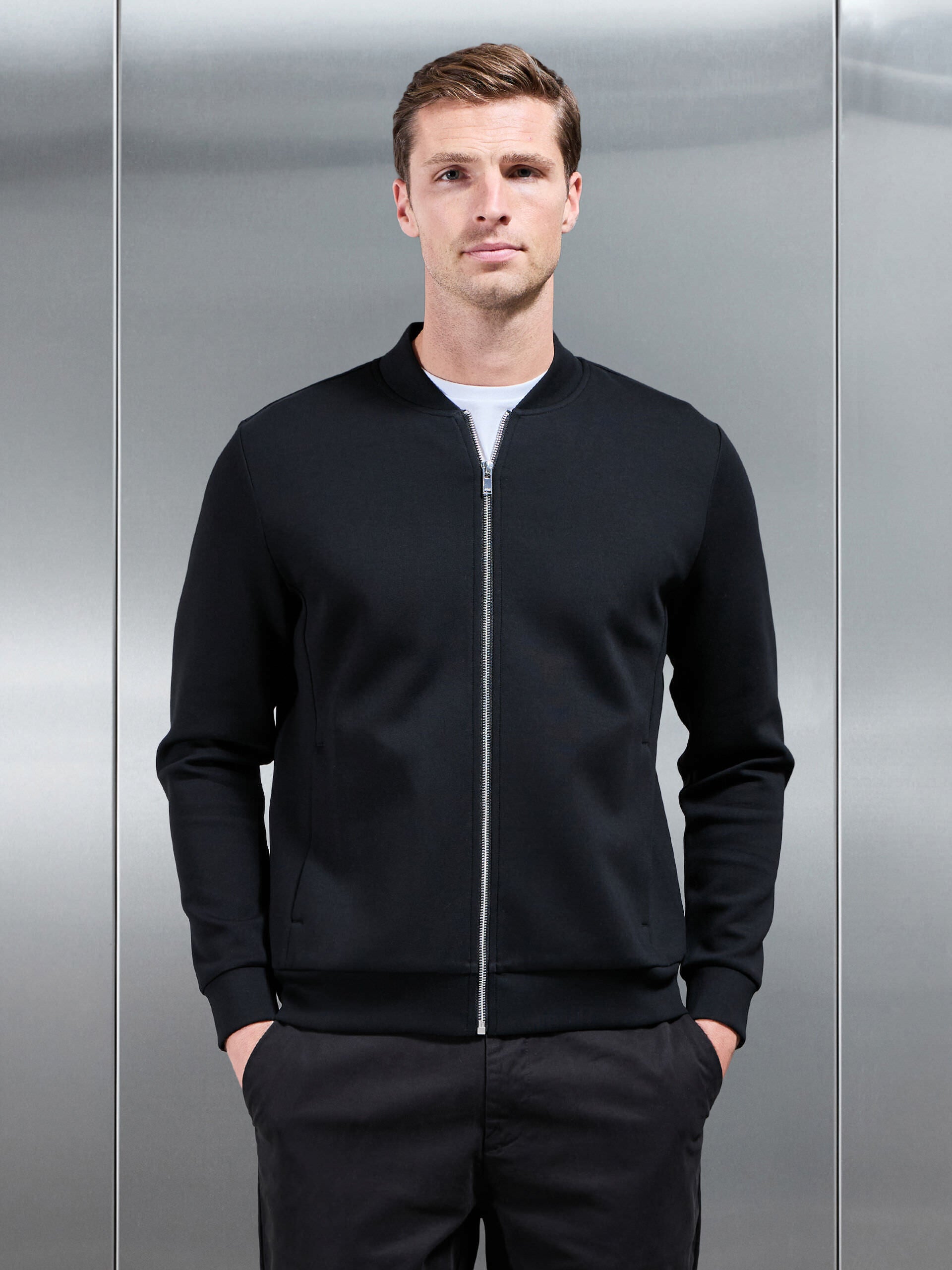 Interlock Jersey Bomber Jacket in Black